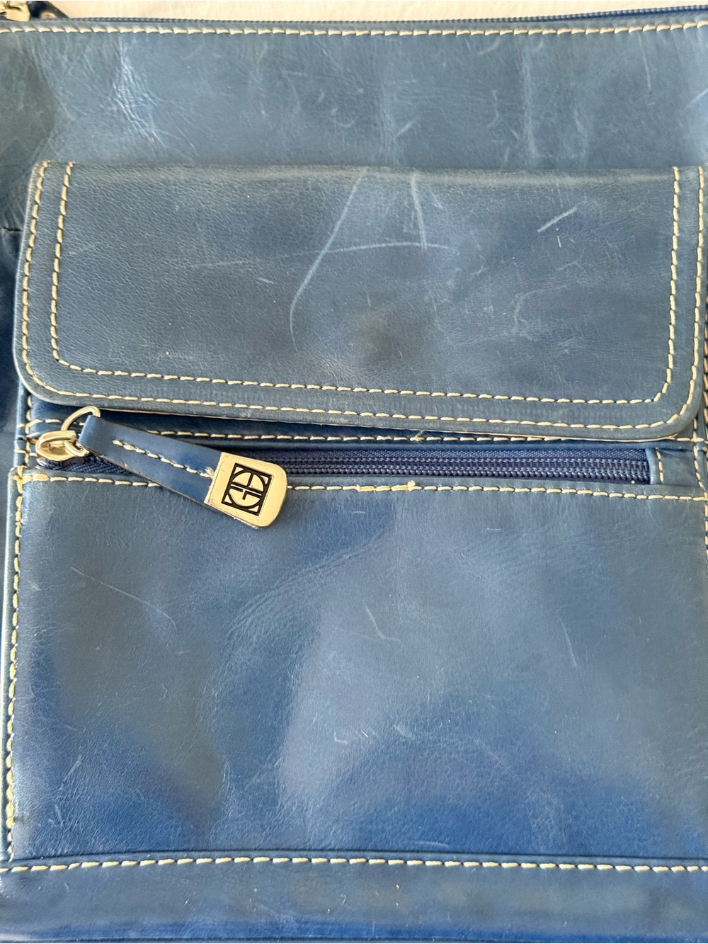 Navy Leather Giani Bernini Bag - Classic Women's Shoulder Bag - Picture 4 of 13